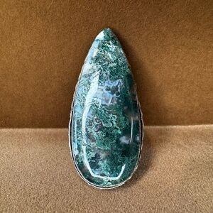 HUGE Moss Agate Statement Ring in Sterling Silver Vintage Boho Perfection
